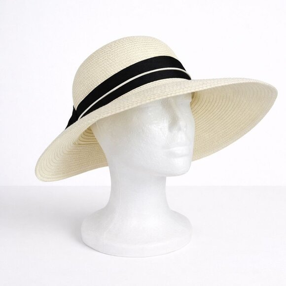 Royal Beige Straw Sun Hat Updo Notch VTG Nautical Style Beach Cruise Life Fashio main image 8